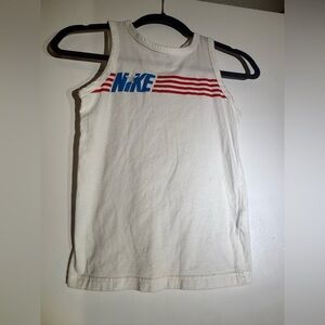 Nike Boys White Tank with Red Stripes and Blue Logo